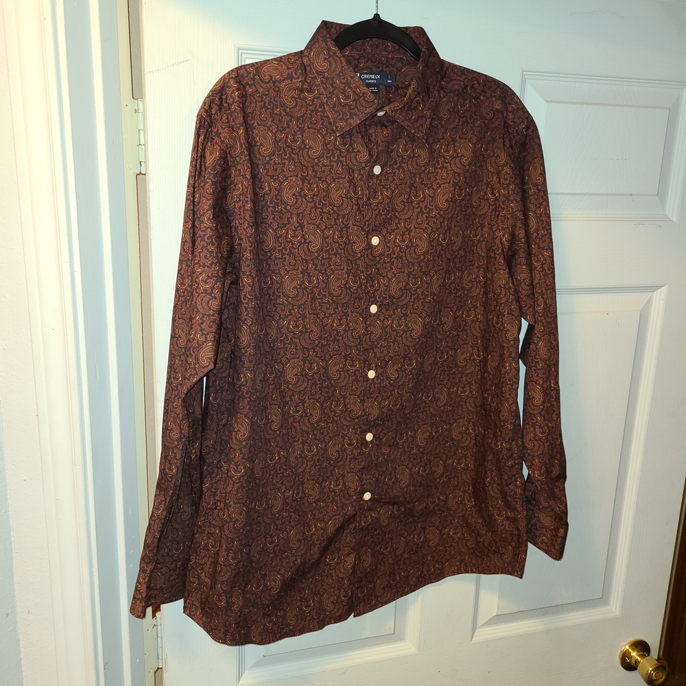 Men's Paisley Button-Down Shirt in Purple Size L